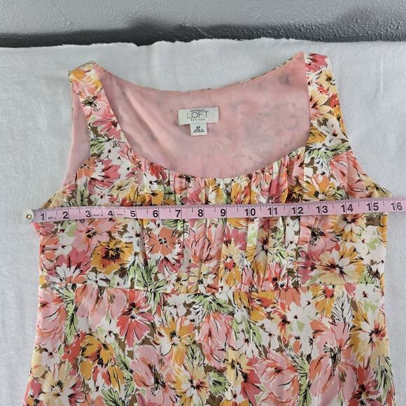 Ann Taylor Loft Pink Wildflower Floral Milkmaid Slip Knee Dress 6P Cottage - Picture 4 of 10